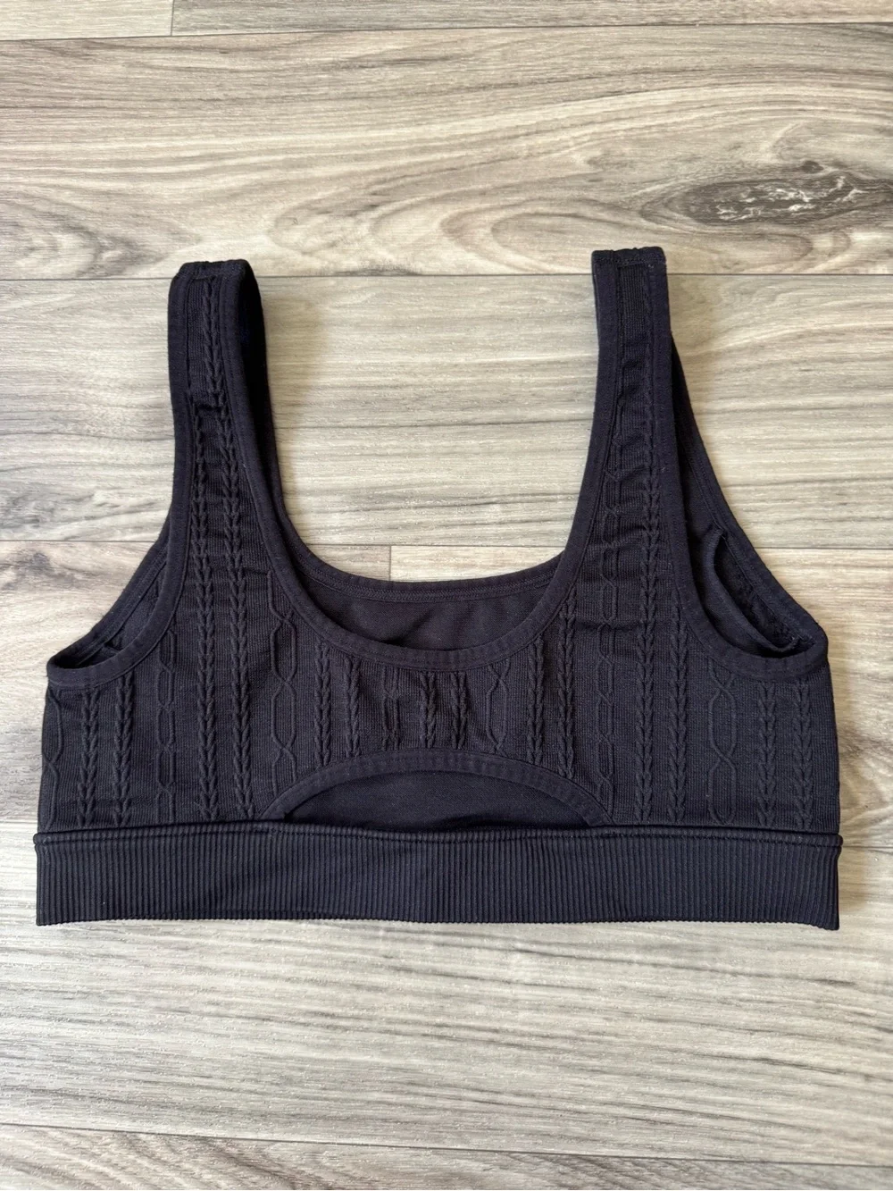 Alo Yoga Black Seamless Cable Knit Sports Bra Size Small